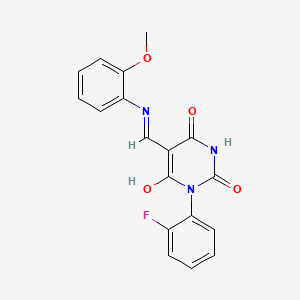 molecular formula C18H14FN3O4 B5128293 1-(2-fluorophenyl)-5-{[(2-methoxyphenyl)amino]methylene}-2,4,6(1H,3H,5H)-pyrimidinetrione 