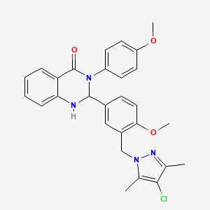 2-{3-[(4-chloro-3,5-dimethyl-1H-pyrazol-1-yl)methyl]-4-methoxyphenyl}-3-(4-methoxyphenyl)-2,3-dihydro-4(1H)-quinazolinone