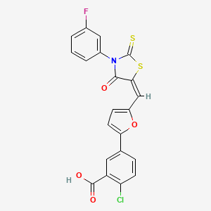 2-chloro-5-(5-{[3-(3-fluorophenyl)-4-oxo-2-thioxo-1,3-thiazolidin-5-ylidene]methyl}-2-furyl)benzoic acid