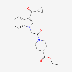 molecular formula C22H26N2O4 B5128348 ethyl 1-{[3-(cyclopropylcarbonyl)-1H-indol-1-yl]acetyl}-4-piperidinecarboxylate 
