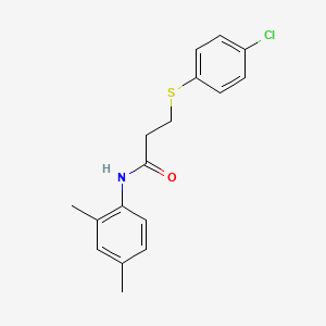 molecular formula C17H18ClNOS B5128364 3-[(4-chlorophenyl)thio]-N-(2,4-dimethylphenyl)propanamide 