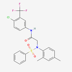 molecular formula C23H20ClF3N2O3S B5128370 N~1~-[4-chloro-3-(trifluoromethyl)phenyl]-N~2~-(2,4-dimethylphenyl)-N~2~-(phenylsulfonyl)glycinamide 