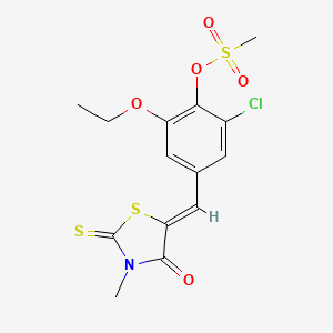 2-chloro-6-ethoxy-4-[(3-methyl-4-oxo-2-thioxo-1,3-thiazolidin-5-ylidene)methyl]phenyl methanesulfonate