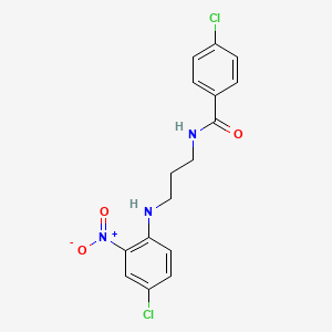 molecular formula C16H15Cl2N3O3 B5128434 4-chloro-N-{3-[(4-chloro-2-nitrophenyl)amino]propyl}benzamide 