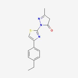 molecular formula C15H15N3OS B5128461 2-[4-(4-ethylphenyl)-1,3-thiazol-2-yl]-5-methyl-2,4-dihydro-3H-pyrazol-3-one 