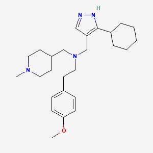 molecular formula C26H40N4O B5128500 N-[(3-cyclohexyl-1H-pyrazol-4-yl)methyl]-2-(4-methoxyphenyl)-N-[(1-methyl-4-piperidinyl)methyl]ethanamine 