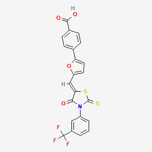molecular formula C22H12F3NO4S2 B5128505 4-[5-({4-oxo-2-thioxo-3-[3-(trifluoromethyl)phenyl]-1,3-thiazolidin-5-ylidene}methyl)-2-furyl]benzoic acid 