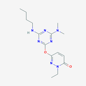 molecular formula C15H23N7O2 B5128580 6-{[4-(butylamino)-6-(dimethylamino)-1,3,5-triazin-2-yl]oxy}-2-ethyl-3(2H)-pyridazinone 