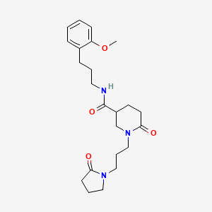 molecular formula C23H33N3O4 B5128635 N-[3-(2-methoxyphenyl)propyl]-6-oxo-1-[3-(2-oxo-1-pyrrolidinyl)propyl]-3-piperidinecarboxamide 