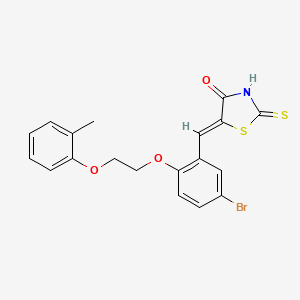 molecular formula C19H16BrNO3S2 B5128663 5-{5-bromo-2-[2-(2-methylphenoxy)ethoxy]benzylidene}-2-thioxo-1,3-thiazolidin-4-one 