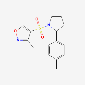 molecular formula C16H20N2O3S B5128668 3,5-dimethyl-4-{[2-(4-methylphenyl)-1-pyrrolidinyl]sulfonyl}isoxazole 