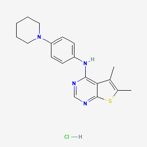 molecular formula C19H23ClN4S B5128693 5,6-dimethyl-N-[4-(1-piperidinyl)phenyl]thieno[2,3-d]pyrimidin-4-amine hydrochloride 