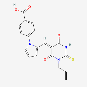 molecular formula C19H15N3O4S B5128711 4-{2-[(1-allyl-4,6-dioxo-2-thioxotetrahydro-5(2H)-pyrimidinylidene)methyl]-1H-pyrrol-1-yl}benzoic acid 