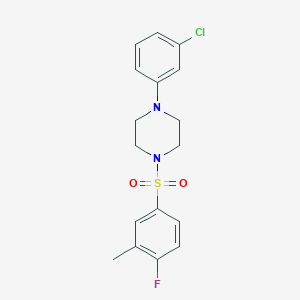 1-(3-Chlorophenyl)-4-((4-fluoro-3-methylphenyl)sulfonyl)piperazine