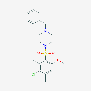 molecular formula C20H25ClN2O3S B512878 1-Benzyl-4-(3-chloro-6-methoxy-2,4-dimethylphenyl)sulfonylpiperazine CAS No. 865611-79-6