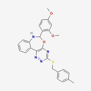 molecular formula C26H24N4O3S B5128841 6-(2,4-dimethoxyphenyl)-3-[(4-methylbenzyl)thio]-6,7-dihydro[1,2,4]triazino[5,6-d][3,1]benzoxazepine 