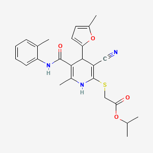 molecular formula C25H27N3O4S B5128878 Propan-2-yl 2-[[3-cyano-6-methyl-4-(5-methylfuran-2-yl)-5-[(2-methylphenyl)carbamoyl]-1,4-dihydropyridin-2-yl]sulfanyl]acetate 