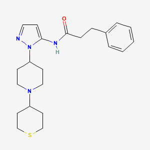 molecular formula C22H30N4OS B5128880 3-phenyl-N-{1-[1-(tetrahydro-2H-thiopyran-4-yl)-4-piperidinyl]-1H-pyrazol-5-yl}propanamide 