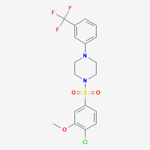 molecular formula C18H18ClF3N2O3S B512890 1-[(4-Chloro-3-methoxyphenyl)sulfonyl]-4-[3-(trifluoromethyl)phenyl]piperazine CAS No. 700860-99-7