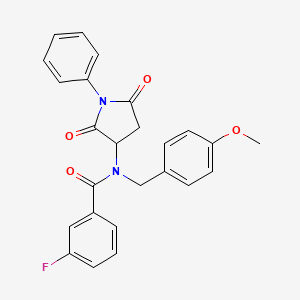 N-(2,5-dioxo-1-phenyl-3-pyrrolidinyl)-3-fluoro-N-(4-methoxybenzyl)benzamide