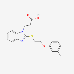 molecular formula C20H22N2O3S B5128922 3-(2-{[2-(3,4-dimethylphenoxy)ethyl]thio}-1H-benzimidazol-1-yl)propanoic acid 