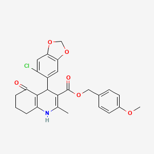 molecular formula C26H24ClNO6 B5128953 4-methoxybenzyl 4-(6-chloro-1,3-benzodioxol-5-yl)-2-methyl-5-oxo-1,4,5,6,7,8-hexahydro-3-quinolinecarboxylate 