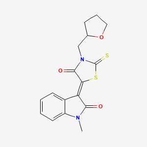 molecular formula C17H16N2O3S2 B5128978 1-methyl-3-[4-oxo-3-(tetrahydro-2-furanylmethyl)-2-thioxo-1,3-thiazolidin-5-ylidene]-1,3-dihydro-2H-indol-2-one 