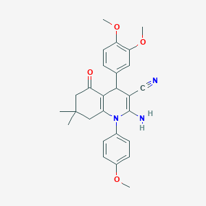 molecular formula C27H29N3O4 B5129062 2-amino-4-(3,4-dimethoxyphenyl)-1-(4-methoxyphenyl)-7,7-dimethyl-5-oxo-1,4,5,6,7,8-hexahydro-3-quinolinecarbonitrile 