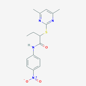 molecular formula C16H18N4O3S B5129088 2-[(4,6-dimethyl-2-pyrimidinyl)thio]-N-(4-nitrophenyl)butanamide 