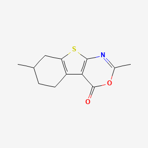 molecular formula C12H13NO2S B5129102 2,7-Dimethyl-5,6,7,8-tetrahydro-[1]benzothiolo[2,3-d][1,3]oxazin-4-one 