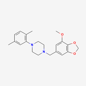 molecular formula C21H26N2O3 B5129120 1-(2,5-dimethylphenyl)-4-[(7-methoxy-1,3-benzodioxol-5-yl)methyl]piperazine 