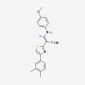 2-[4-(3,4-dimethylphenyl)-1,3-thiazol-2-yl]-3-[(4-methoxyphenyl)amino]acrylonitrile
