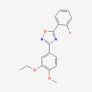 molecular formula C17H15FN2O3 B5129162 3-(3-ethoxy-4-methoxyphenyl)-5-(2-fluorophenyl)-1,2,4-oxadiazole 
