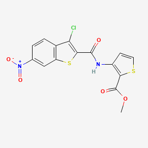 molecular formula C15H9ClN2O5S2 B5129179 methyl 3-{[(3-chloro-6-nitro-1-benzothien-2-yl)carbonyl]amino}-2-thiophenecarboxylate 