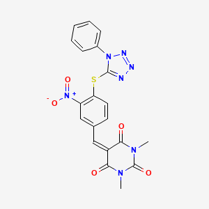 molecular formula C20H15N7O5S B5129186 1,3-dimethyl-5-{3-nitro-4-[(1-phenyl-1H-tetrazol-5-yl)thio]benzylidene}-2,4,6(1H,3H,5H)-pyrimidinetrione 