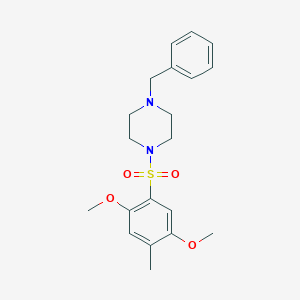 molecular formula C20H26N2O4S B512924 1-Benzyl-4-(2,5-dimethoxy-4-methylbenzenesulfonyl)piperazine CAS No. 873579-12-5
