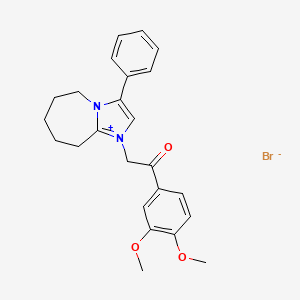 molecular formula C24H27BrN2O3 B5129281 1-[2-(3,4-dimethoxyphenyl)-2-oxoethyl]-3-phenyl-1,5,6,7,8,9-hexahydroimidazo[1,2-a]azepin-4-ium bromide 