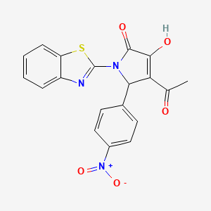 molecular formula C19H13N3O5S B5129288 4-acetyl-1-(1,3-benzothiazol-2-yl)-3-hydroxy-5-(4-nitrophenyl)-1,5-dihydro-2H-pyrrol-2-one 