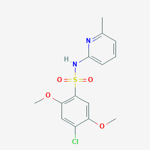 molecular formula C14H15ClN2O4S B512932 4-chloro-2,5-dimethoxy-N-(6-methyl-2-pyridinyl)benzenesulfonamide CAS No. 873679-47-1