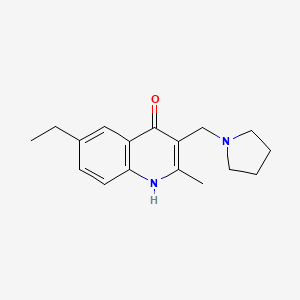 molecular formula C17H22N2O B5129367 6-ethyl-2-methyl-3-(1-pyrrolidinylmethyl)-4-quinolinol 