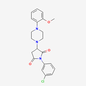 molecular formula C21H22ClN3O3 B5129368 1-(3-chlorophenyl)-3-[4-(2-methoxyphenyl)-1-piperazinyl]-2,5-pyrrolidinedione 
