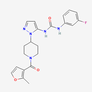 molecular formula C21H22FN5O3 B5129436 N-(3-fluorophenyl)-N'-{1-[1-(2-methyl-3-furoyl)-4-piperidinyl]-1H-pyrazol-5-yl}urea 