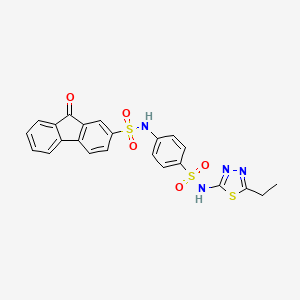 molecular formula C23H18N4O5S3 B5129535 N-(4-{[(5-ethyl-1,3,4-thiadiazol-2-yl)amino]sulfonyl}phenyl)-9-oxo-9H-fluorene-2-sulfonamide 