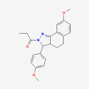 molecular formula C22H24N2O3 B5129658 8-methoxy-3-(4-methoxyphenyl)-2-propionyl-3,3a,4,5-tetrahydro-2H-benzo[g]indazole 