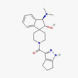 molecular formula C22H28N4O2 B5129665 (2R*,3R*)-3-(dimethylamino)-1'-(1,4,5,6-tetrahydrocyclopenta[c]pyrazol-3-ylcarbonyl)-2,3-dihydrospiro[indene-1,4'-piperidin]-2-ol 