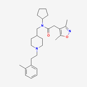 molecular formula C27H39N3O2 B5129686 N-cyclopentyl-2-(3,5-dimethyl-4-isoxazolyl)-N-({1-[2-(2-methylphenyl)ethyl]-4-piperidinyl}methyl)acetamide 