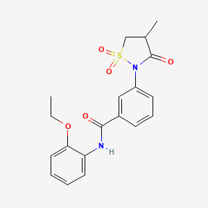 molecular formula C19H20N2O5S B5129723 N-(2-ethoxyphenyl)-3-(4-methyl-1,1-dioxido-3-oxo-2-isothiazolidinyl)benzamide 