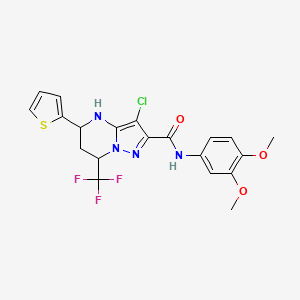 molecular formula C20H18ClF3N4O3S B5129724 3-chloro-N-(3,4-dimethoxyphenyl)-5-(2-thienyl)-7-(trifluoromethyl)-4,5,6,7-tetrahydropyrazolo[1,5-a]pyrimidine-2-carboxamide 