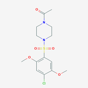 molecular formula C14H19ClN2O5S B512973 1-Acetyl-4-[(4-chloro-2,5-dimethoxyphenyl)sulfonyl]piperazine CAS No. 940989-52-6