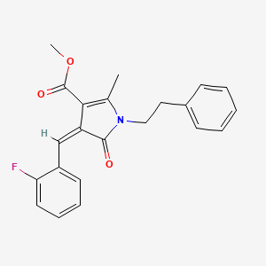 molecular formula C22H20FNO3 B5129777 methyl 4-(2-fluorobenzylidene)-2-methyl-5-oxo-1-(2-phenylethyl)-4,5-dihydro-1H-pyrrole-3-carboxylate 